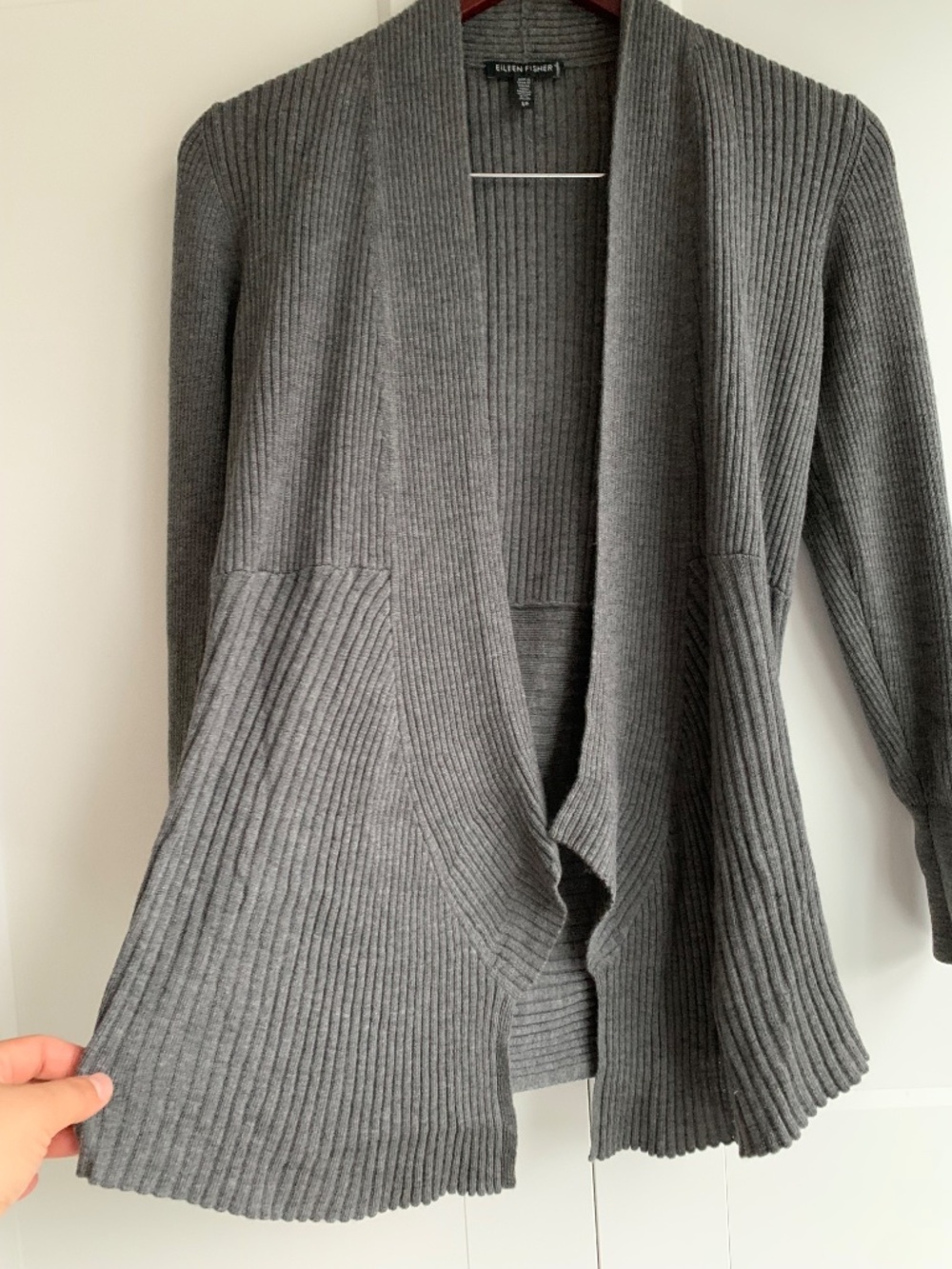 Eileen Fisher Merino Wool Open Front Cardigan Size S in Gray - Picture 5 of 8